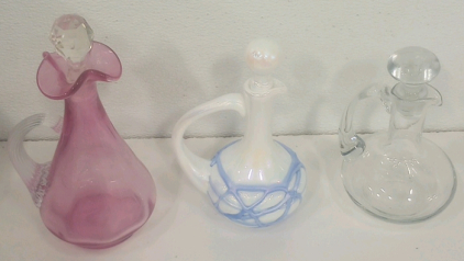 (3) Vintage Decrotive Glass Cruet Decanters