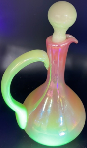 Strawberry Pearl Vintage Uranium Glass Cruet Decanter