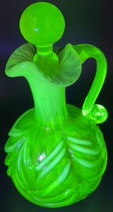 Magic Glass Uranium Vintage Depression Glass Cruet Decanter