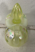 Uranium Fenton Hand Painted Depression Glass Cruet Decanter - 3