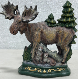 (1) Cast Iron Moose Door Stop (Painted)