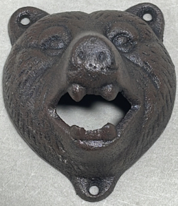 (1) 3”x 3-1/2” Cast Iron Bear Face Bottle Opener