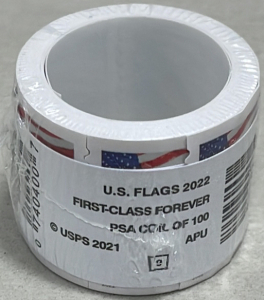 (1) Roll Of 100 U.S. Flags 2022 First Class Forever Stamps