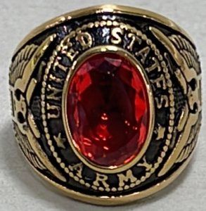 (1) US Army Ring W/ Red Center Stone Size 12