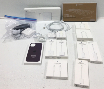 iPhone 14 Plus Silicone Case, (2) MagSafe 2 Power Adapters, UBC-C Chargers, IPhone Chargers, Griffin Keyboard, IPhone Headphones, Thunderbolt To Gigabit Ethernet Adapters, Mini DisplayPort To DVI Adapters And More