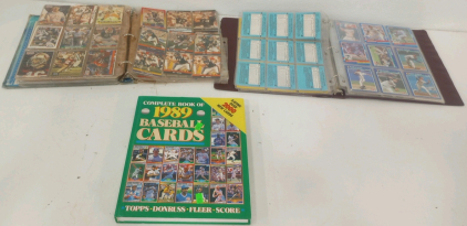 (1) Binder With Approximately (180) 1990's Football Cards (1) Binder With Approximately (125) Mixed Sports cards (1) 1989 Complete Book Of baseball Cards