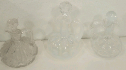 (3) Vintage Clear Crystal Style Cruet Decanters