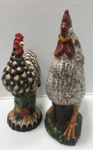 (2) Cermaic Rooster Statues