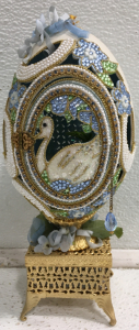 Beautiful Faberge Egg Music Box On Stand 9”