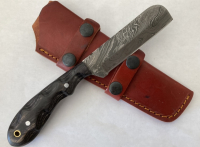 Full Tang Damascus Knife With Leather Sheath