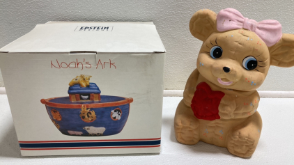 Noah&rsquo;s Arc Cookie Jar, Vintage Teddy Bear Cookie Jar