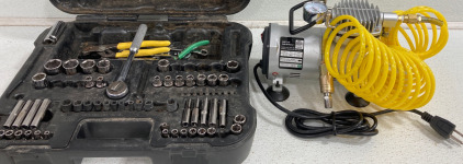 (1) Intertek Auto Air Pump & Hose (1) Craftsman Tool Case W/ Assorted Tools