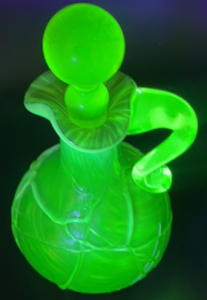 Vintage Uranium Decorative Depression Glass Cruet Decanter