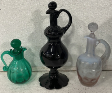 (3) Vintage Glass Cruet Decanters