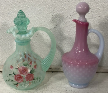 (2) Decorative Vintage Glass Cruet Decanters