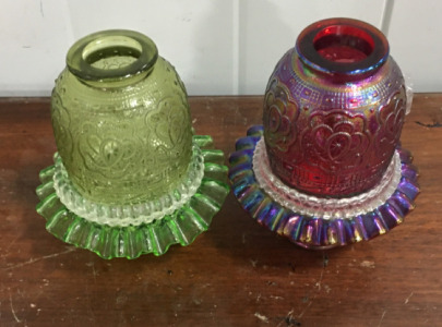 (2) Different Very Unique Glass Candel Holders