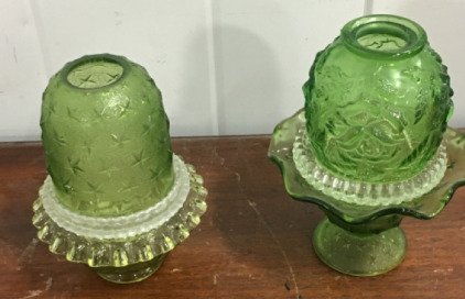 (2) Very Unique Art Glass Candel Holders Vintage