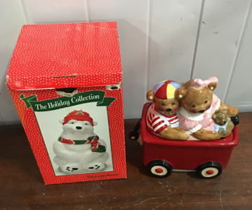 Peggy JO ACKLEY Bears In Wagon Cookie Jar, Cookie Jar Ceramic ICICLES The Polar Bear