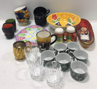 Coffee Mugs, Drinking Glasses, Bowls, Fruit Bowl, Serving Platter, Egg Platter, Salt And Pepper Shaker