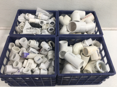 (4) Small Bins of Assorted PVC Fittings