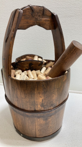 Wood Bucket Filled w/ Corks