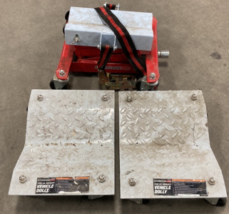 (2) Pittsburgh Vehicle Dollies, (1) Pittsburgh Transmission Jack