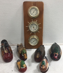 (6) Assorted Decorative Ducks (1) Sunbeam Thermometer combo