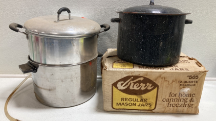 Steam Juicer for Canning, Hot Bath Canner Pot, (9) Canning Jars