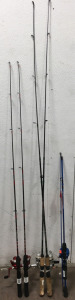 (2) Shakespeare “Catch More Fish” Trout Poles (2) Zebco Micro Poles (1) Zebco Slingshot Pole