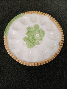 Easter Deviled Egg Tray with Framed Floral Paintings