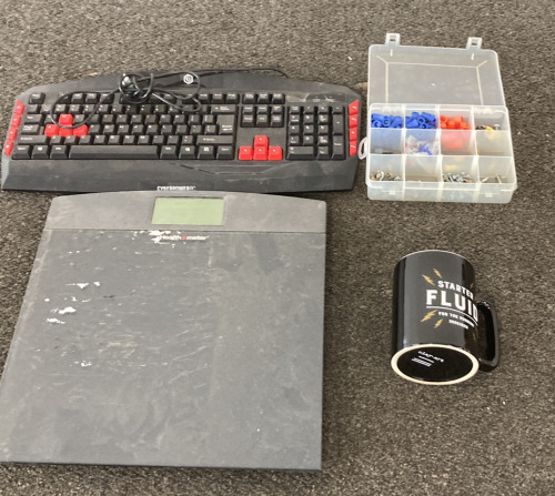 Keyboard, Mug, Scale, and More