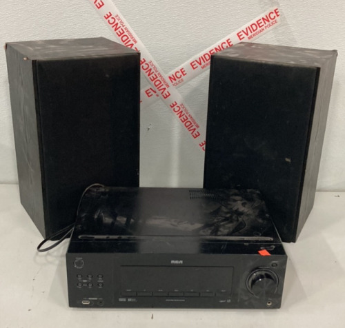 (1) RCA RT2870 Home Theatre Receiver, (2) Optimus STS-830 Speakers (SP2)