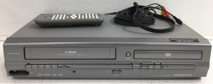 Magnavox VHS & DVD Player Combo w/ Remote & Audio/ Video Cord SP7