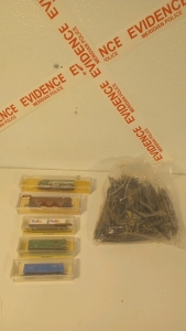 (3) Model Power N-Scale Train Cars (1) Atlas N-Scale Train Car (1) Life Like N-Scale Locomotive (1) Bag Of N-Scale Train Track