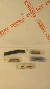 (1) Bachmann N-Scale Locomotive With Car (3) Atlas Freight Train Cars (1) Atlas Southern Pacific Locomotive