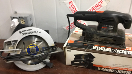 (1) Black And Decker Corded Circular Saw (1) Black And Decker Corded Finish Sander (SP6)