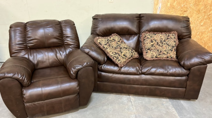 Leather Loveseat and Recliner