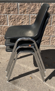 3 Black Plastic/ Metal Chairs