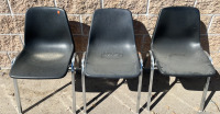 3 Black Plastic/ Metal Chairs - 2