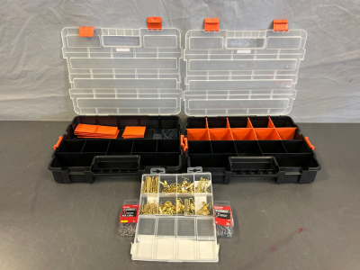 (2) HDX Small Parts Organizer Cases and Am Everbilt Picture Hanging Kit