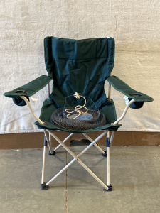 Green Camping Chair and Minot Trap