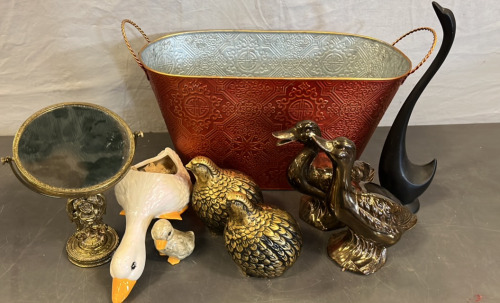 Metal Basket, Metal quail, Ceramic Ducks and more