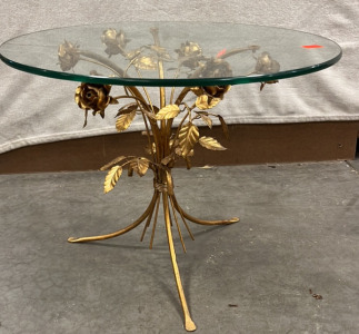 Glass/ Metal Rose Side Table