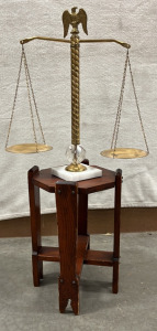 Vintage Decorative Balance Scale and Wood Stand