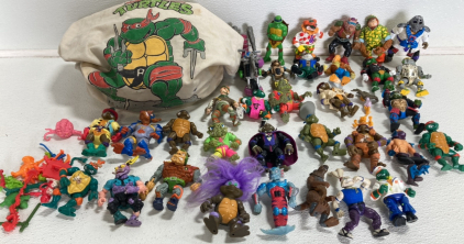 Large Collection of 90s Teenage Mutant Ninja Turtle Action Figures and Toys