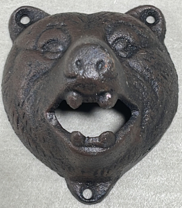 (1) Cast Iron Bear Head Bottle Opener 3” x 4”