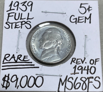 (1) 1939 5 Cent Gem Rev. Of 1940 MS68FS (Carded)
