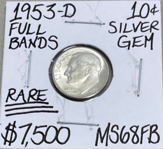 (1) 1953-D 10 Cent Silver Gem MS68FB (Carded)