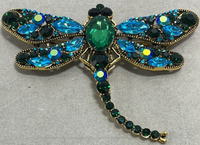 (1) Large Beautiful Jeweled Dragonfly Broach/Pin ( 3.5&rdquo; x 3.0&rdquo;)
