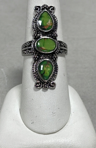 (1) Triple Green .925 Ring, Size 8